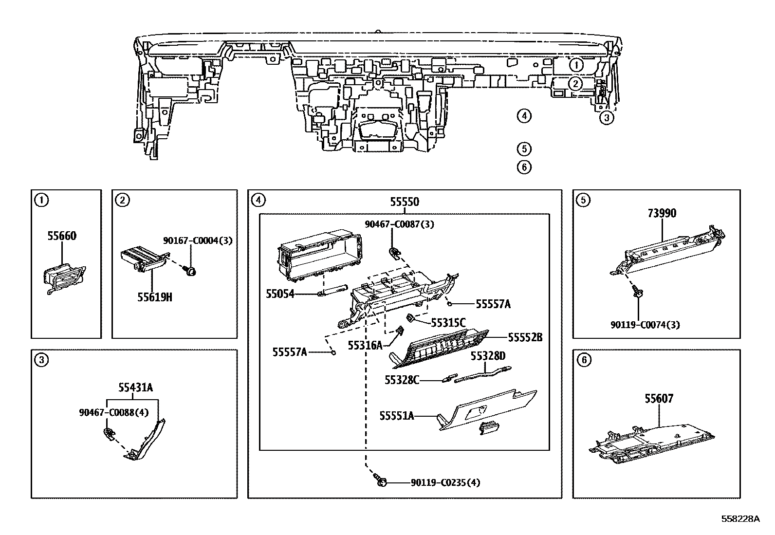 Toyota 55054-06030 parts diagram