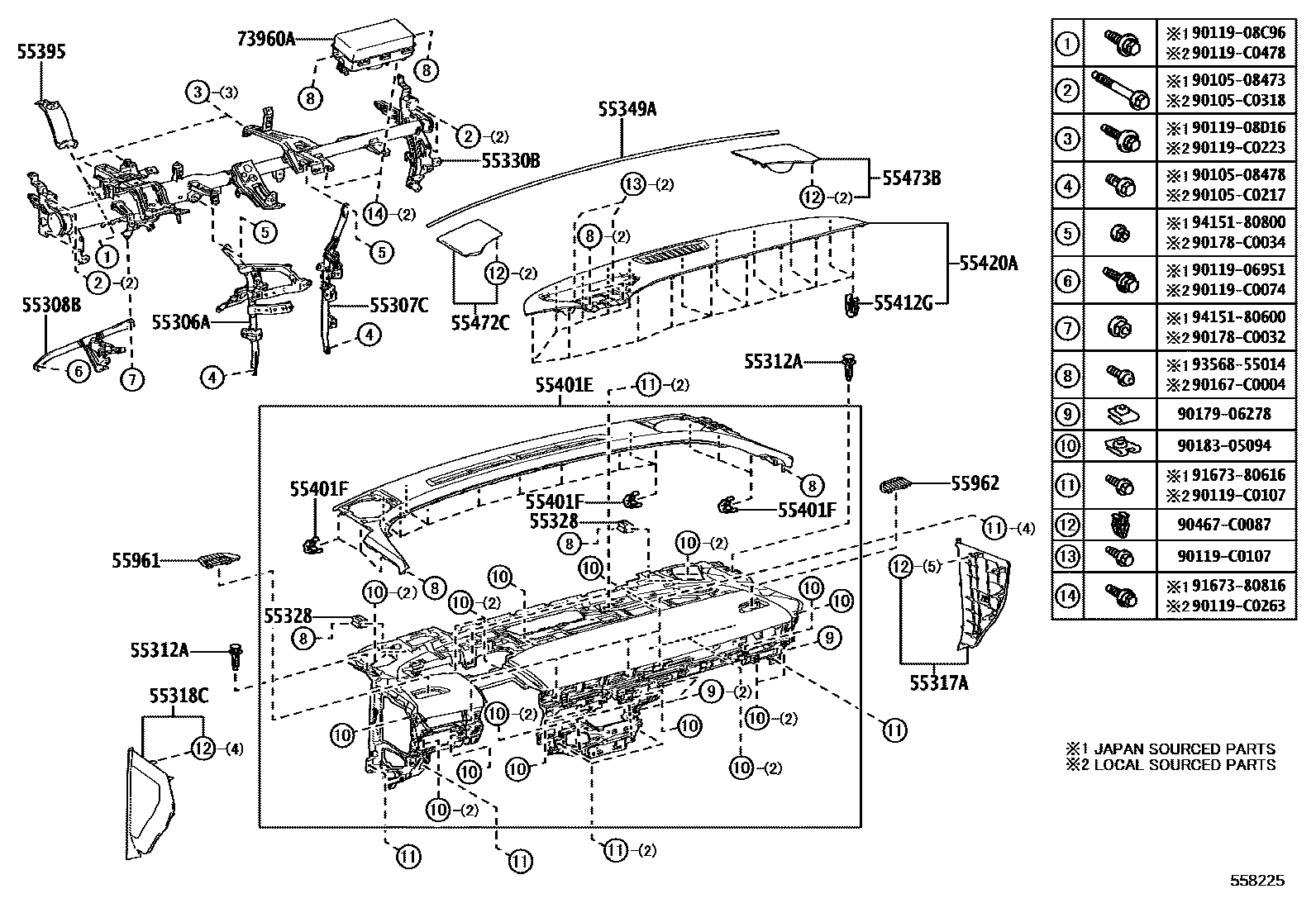Toyota 5530603020 parts diagram