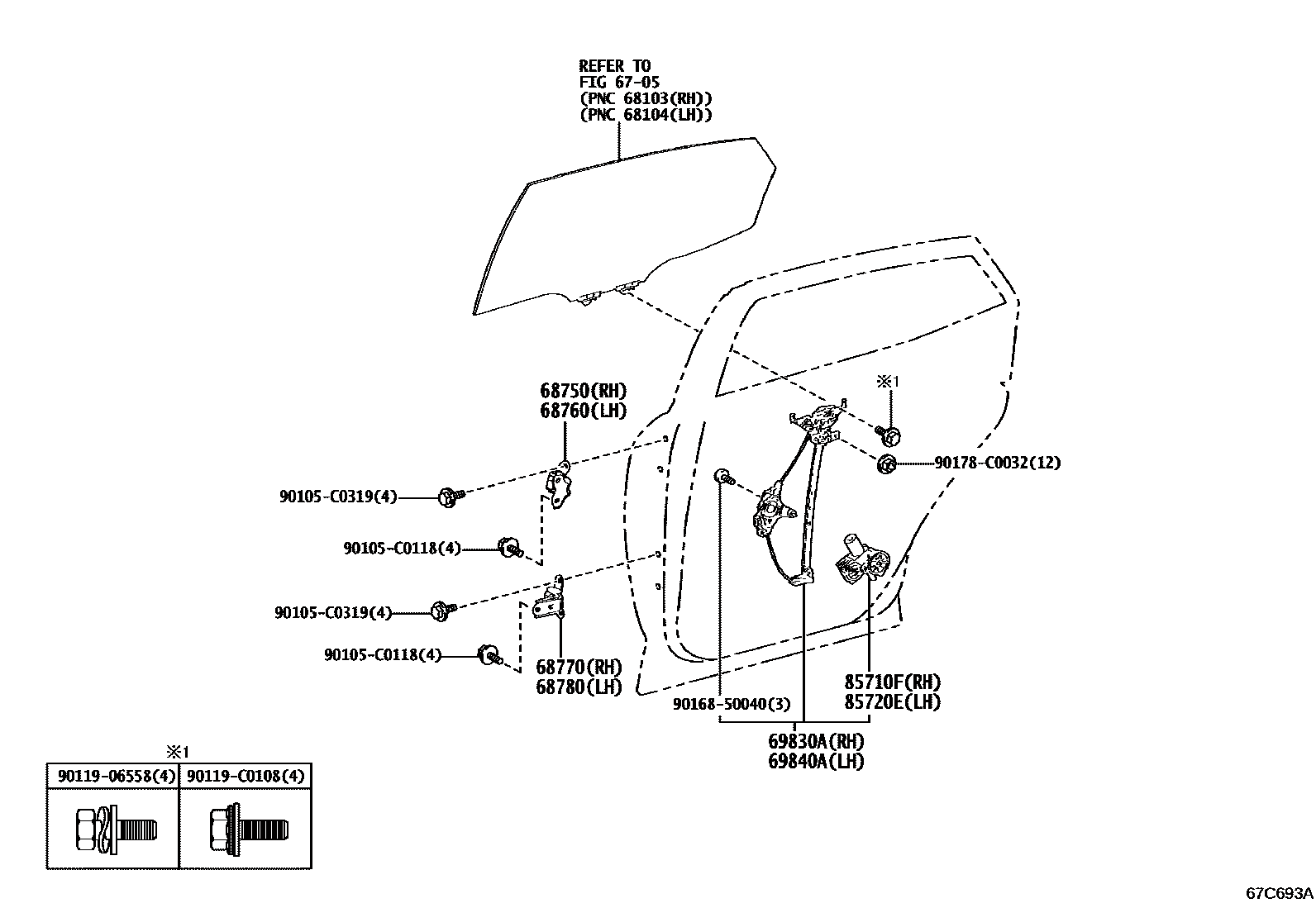 Toyota 68750-0P011 parts diagram