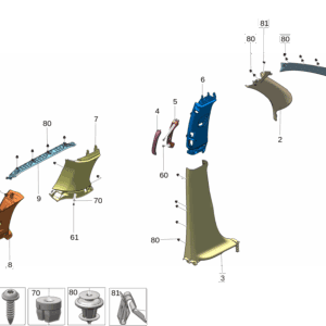 8890591435LA2 8890591423LA2 A柱上面板 右 A柱上面板 左适用于极氪009